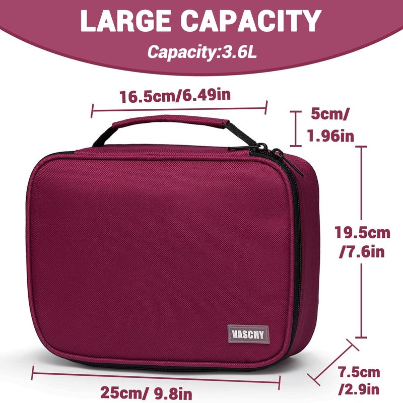 VASCHY Large Pencil Case, Art Color Pencils Pouch with Detachable Layers Multiple Zip Pockets for School Office Stationary Organization Burgundy - Image 3